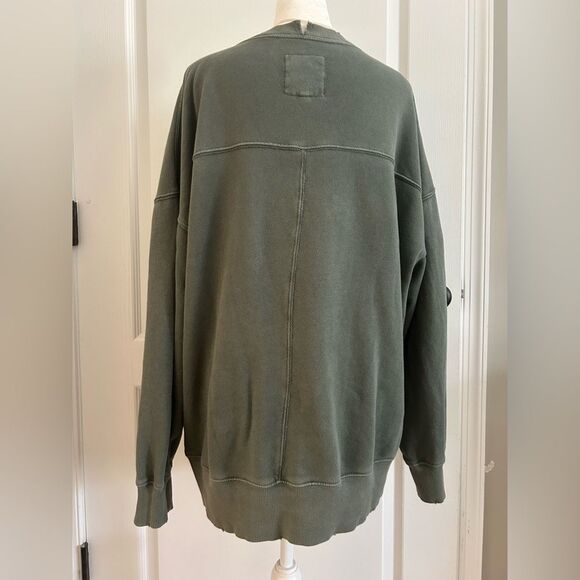 Aerie Women’s Army Green Oversized Distressed Sweatshirt Size Small - Picture 5 of 11